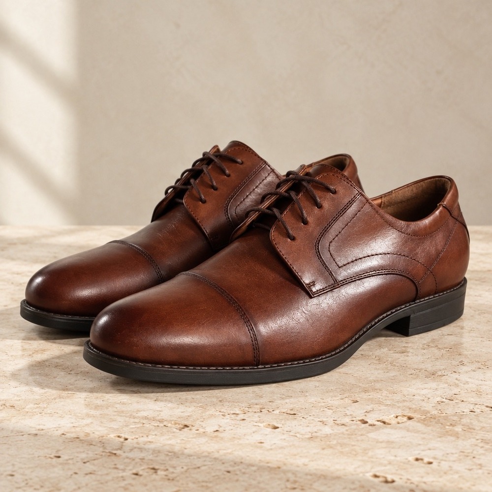 Florsheim Men Comfortech Brown Leather Cap Toe Derby Shoes 11EEE Business Casual